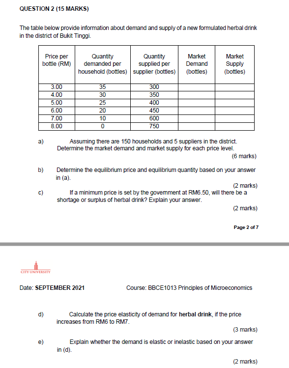 Solved QUESTION 2 (15 MARKS) The table below provide | Chegg.com