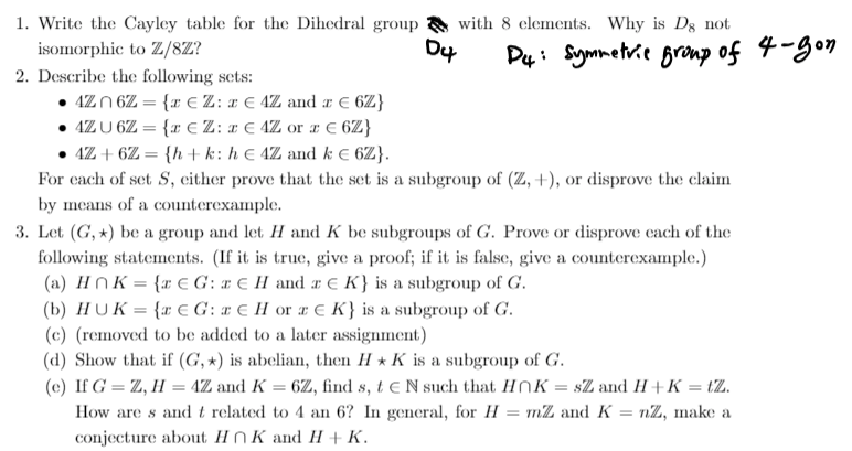 Solved 1. Write the Cayley table for the Dihedral group with | Chegg.com