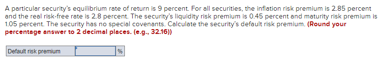 Solved A Particular Securitys Equilibrium Rate Of Return Is 