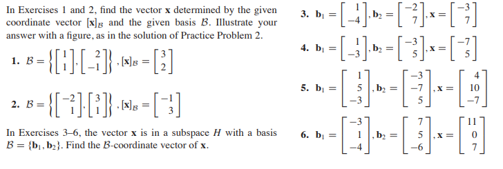 Solved 3. b .X= In Exercises 1 and 2, find the vector x | Chegg.com