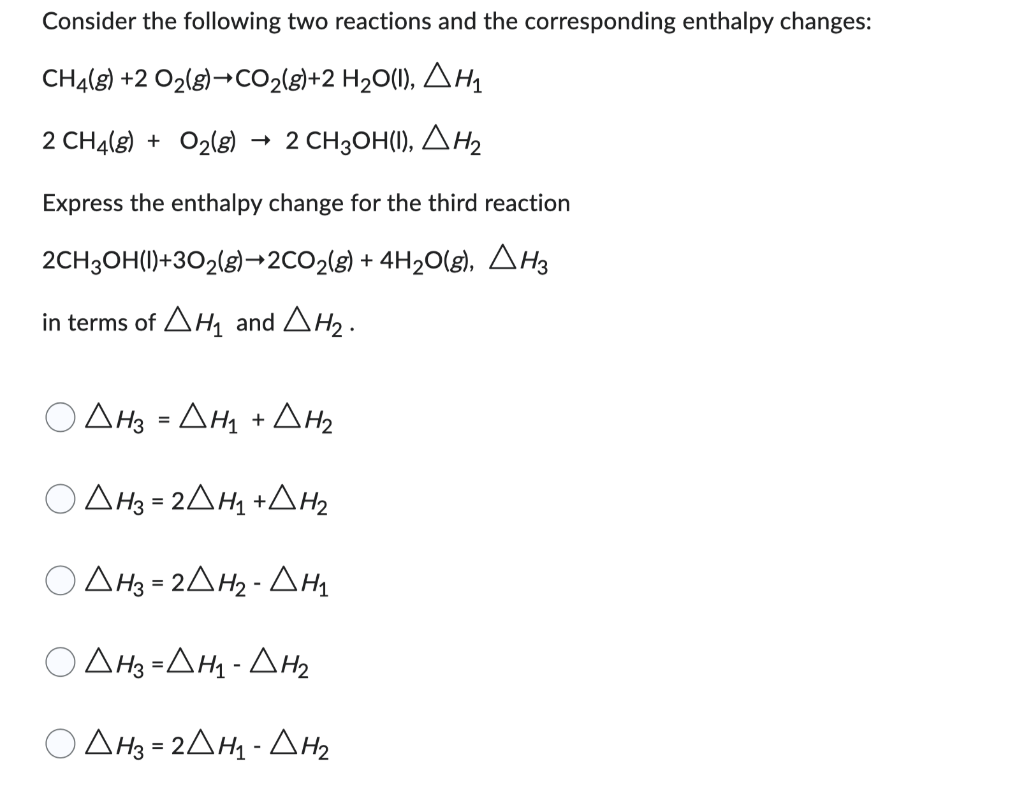 Solved Consider the following two reactions and the | Chegg.com