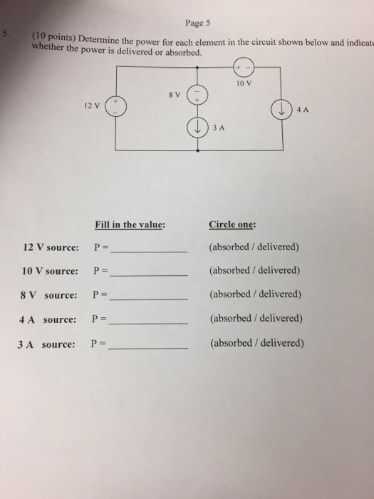 Solved Page 5 5. (10 points) Determine the power for each | Chegg.com