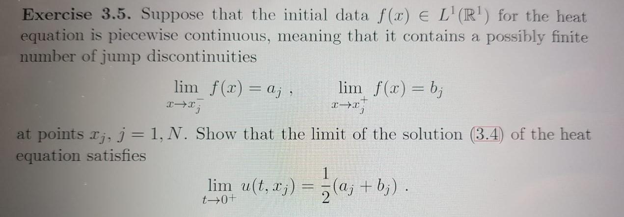 Solved Exercise 3 5 Suppose That The Initial Data F X E Chegg Com