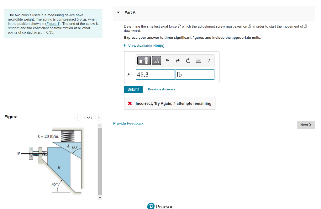 Solved The Two Blocks Used In A Measuring Device Have | Chegg.com