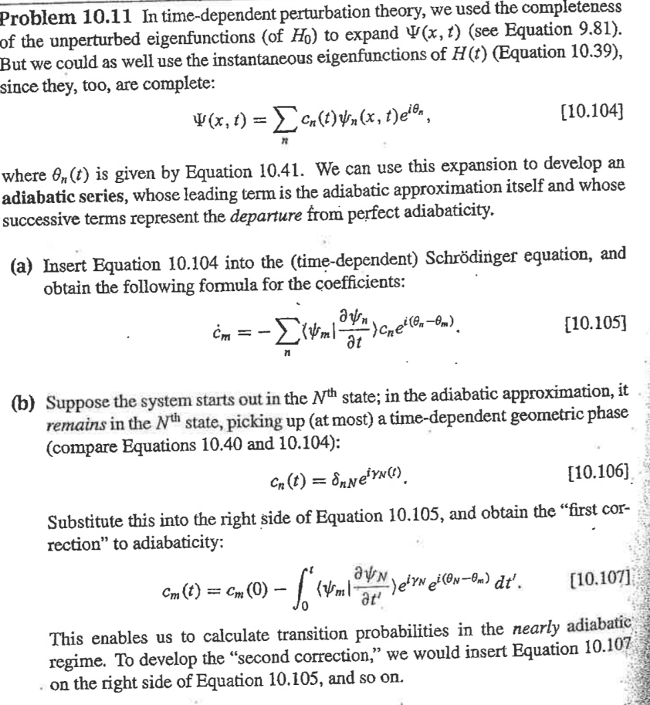 Solved Problem 10.11 In Time-dependent Perturbation Theory, | Chegg.com