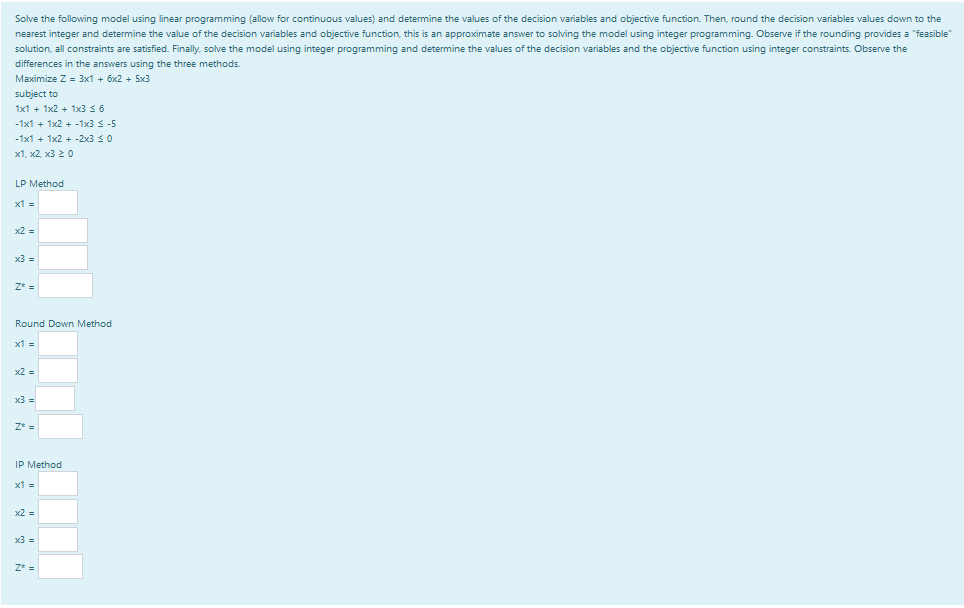 Solved Solve the following model using linear programming | Chegg.com