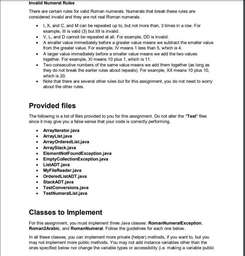 Invalid Numeral Rules There are certain rules for | Chegg.com