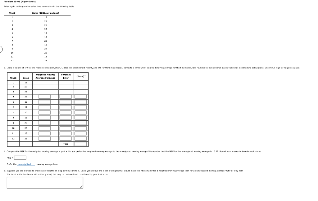 Solved Problem 15-08 (Algorithmic) Refer again to the | Chegg.com