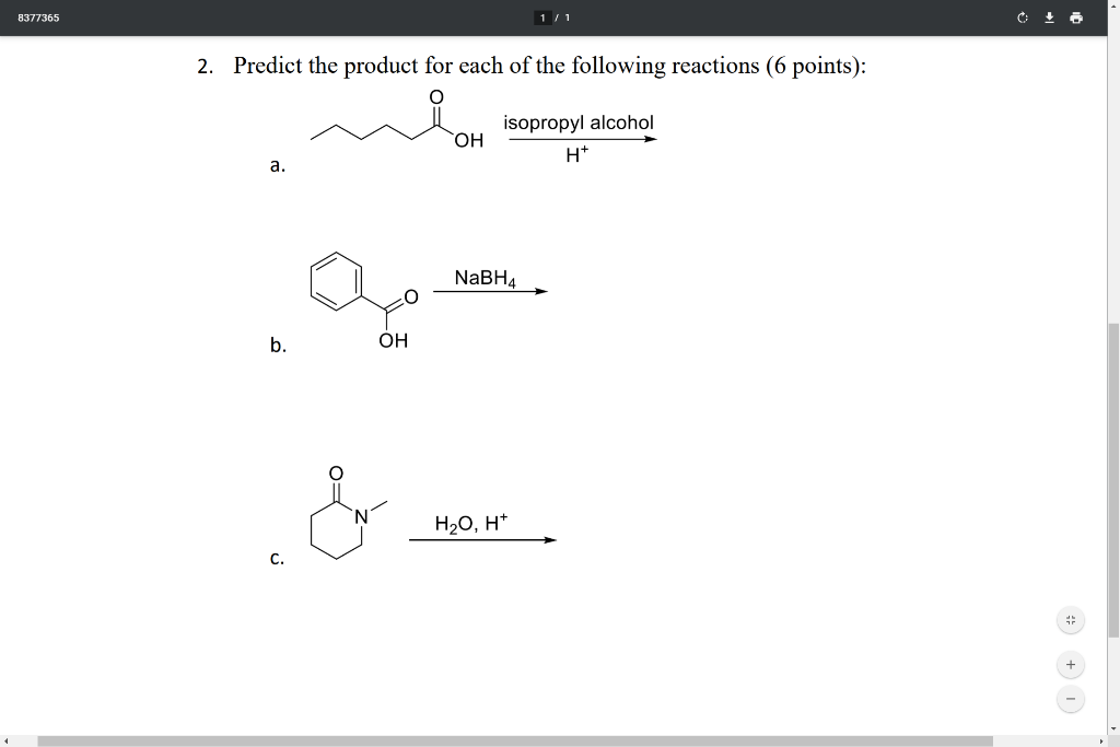 Solved 8377365 1/1 2. Predict the product for each of the | Chegg.com