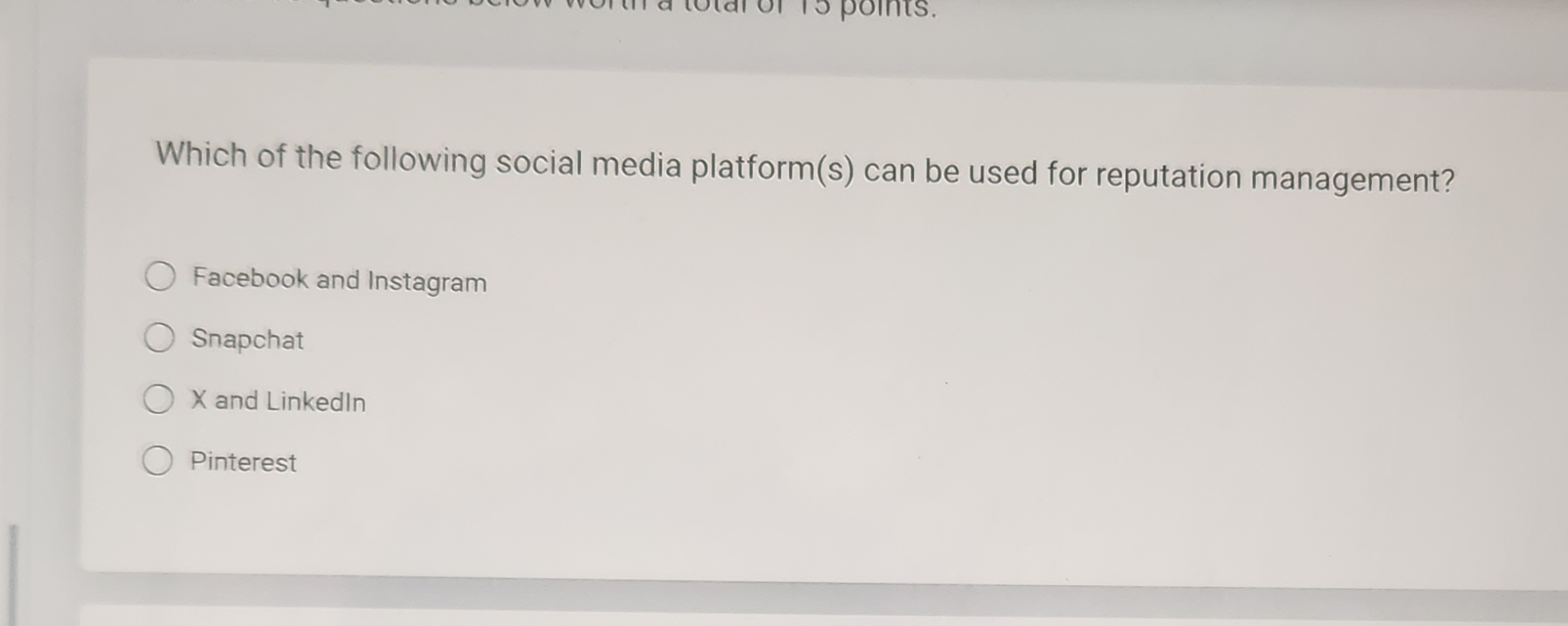 Solved Which of the following social media platform(s) ﻿can | Chegg.com