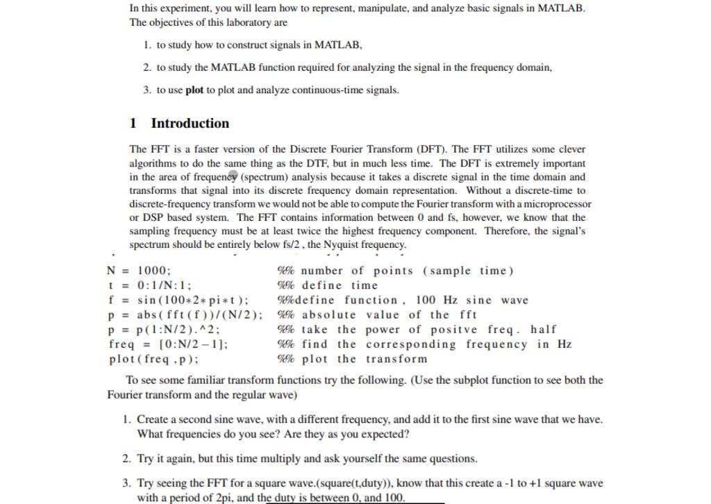 Solved In this experiment, you will learn how to represent