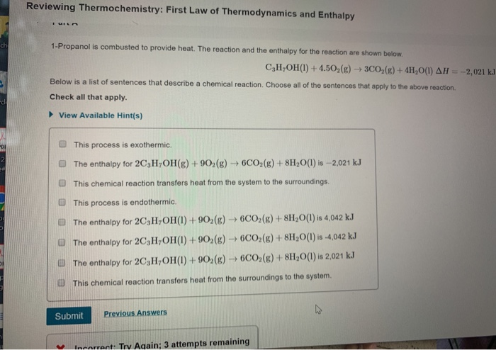 Solved Reviewing Thermochemistry: First Law Of | Chegg.com