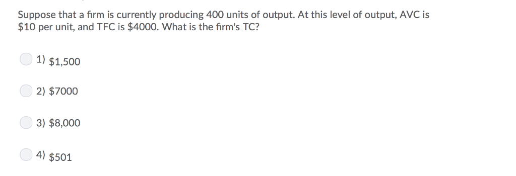 Solved Suppose that a firm is currently producing 400 units | Chegg.com