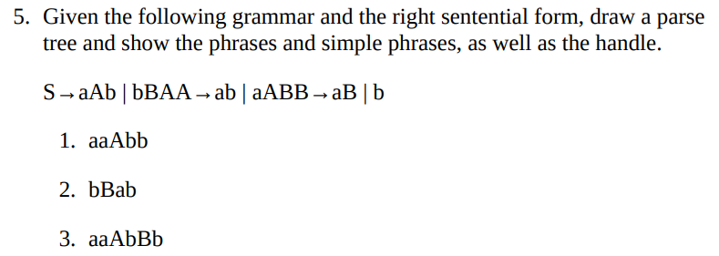 Solved Given The Following Grammar And The Right Sentential | Chegg.com