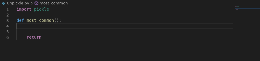 PN min unpickle.py > most common import pickle 2 3 | Chegg.com