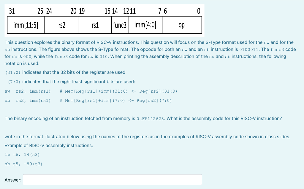 Solved This Question Explores The Binary Format Of RISC-V | Chegg.com