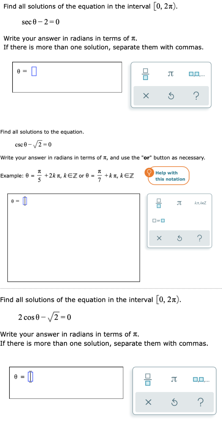 Solved Find all solutions of the equation in the interval | Chegg.com