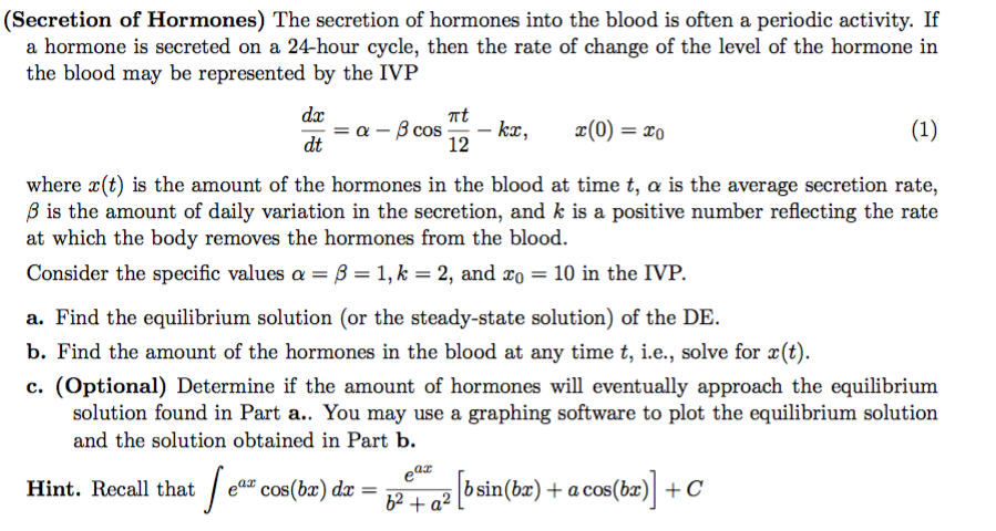 Solved Secretion of Hormones) The secretion of hormones into Biology Diagrams