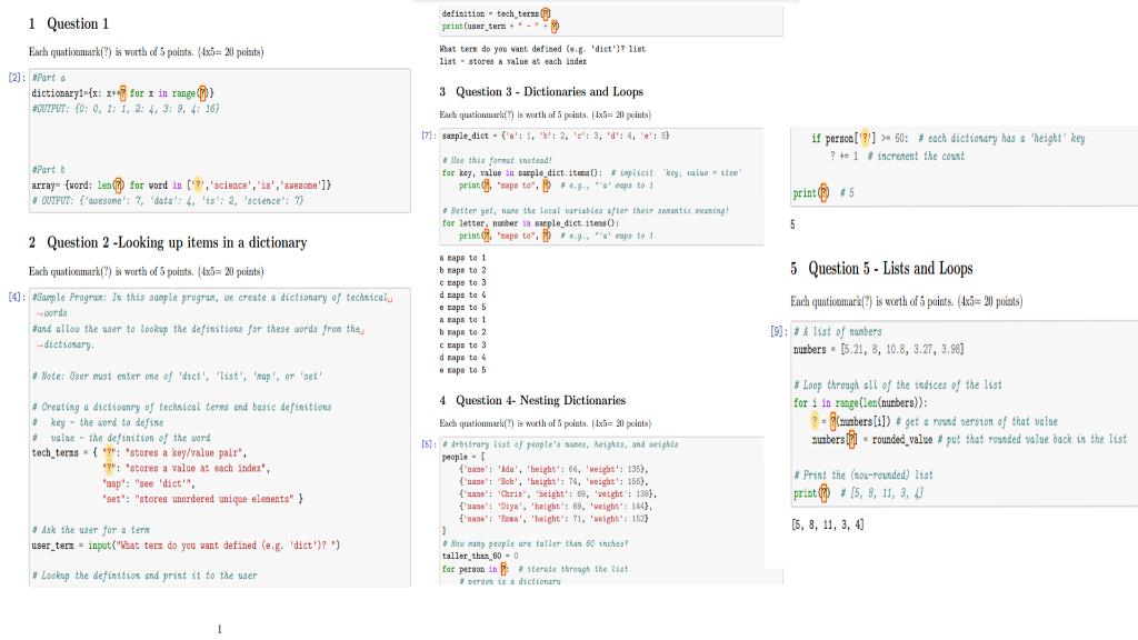 Solved 1 Question 1 definition - tech terest print(user_ters | Chegg.com