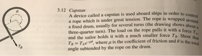 Solved 3.12 Capstan A device called a capstan is used aboard | Chegg.com