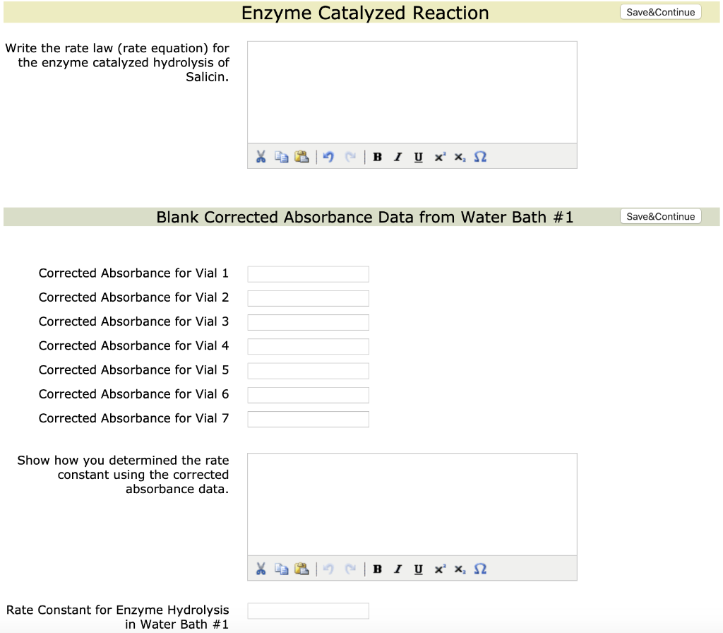 Solved Enzyme Catalyzed Reaction Data Save&Continue | Chegg.com