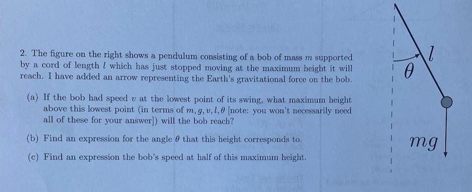 Solved 2. The Figure On The Right Shows A Pendulum | Chegg.com