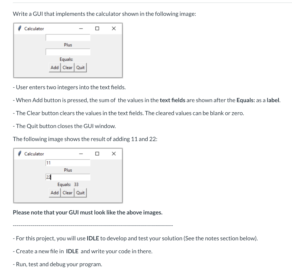 Solved Write A GUI That Implements The Calculator Shown In | Chegg.com