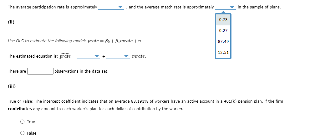 Solved The data in 401K are a subset of data analyzed by Chegg com