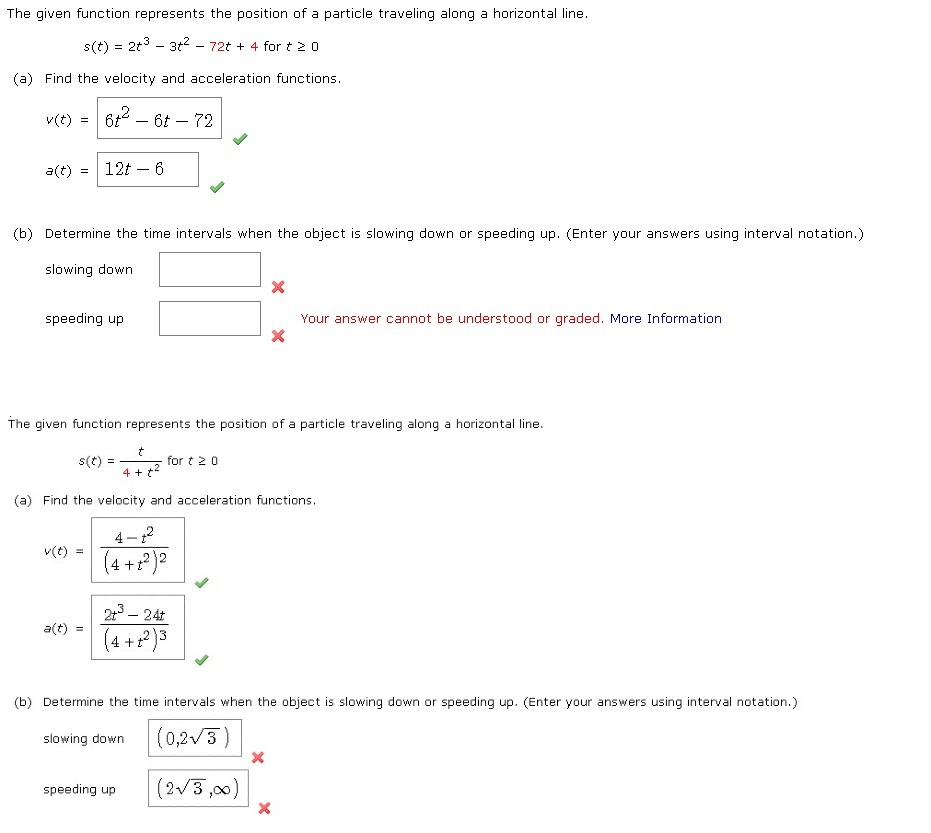 Solved The given function represents the position of a | Chegg.com