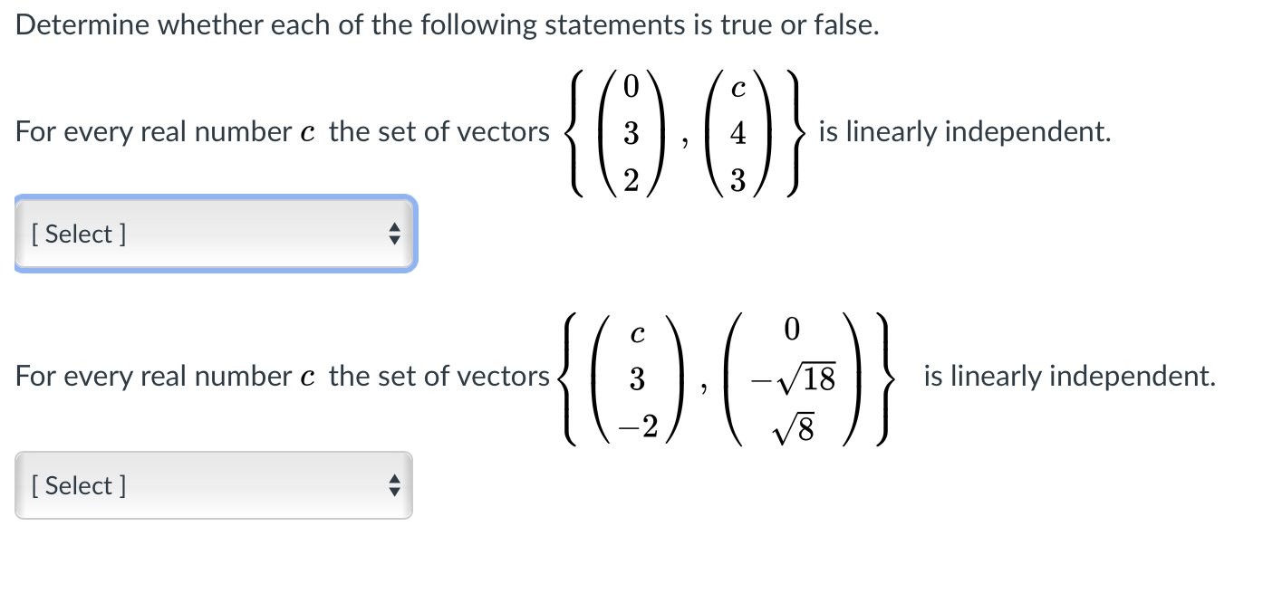 Solved Determine whether each of the following statements is | Chegg.com