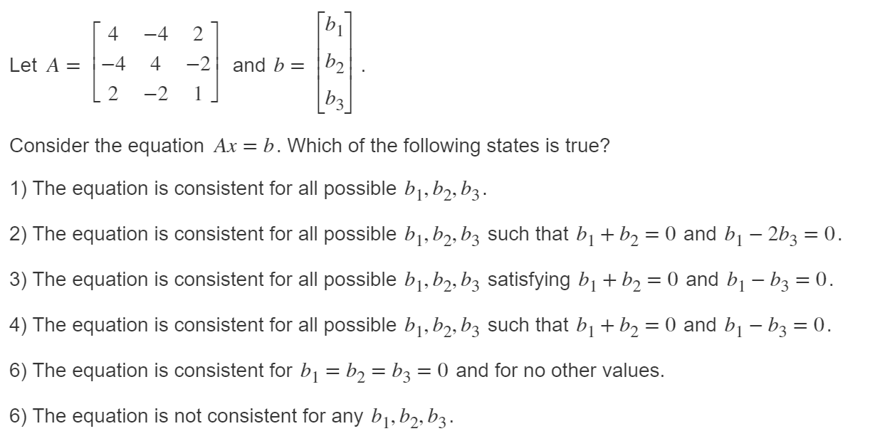 Solved 4 -4 2 Let A = -4 4 -2 |b1 And B= |b2 B3 2 -2 1 | Chegg.com