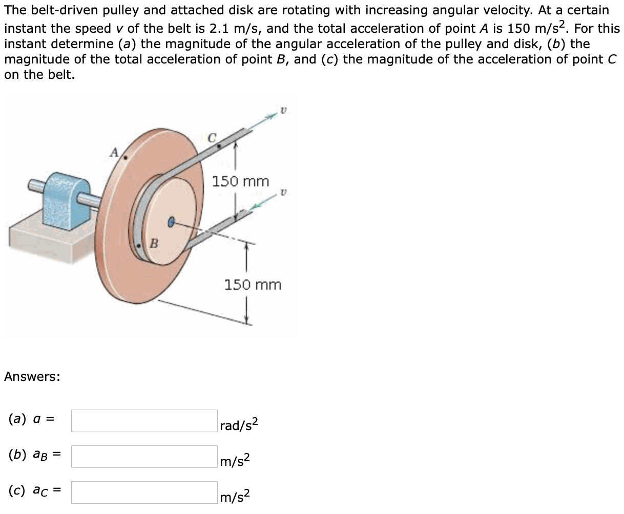 Solved The beltdriven pulley and attached disk are rotating