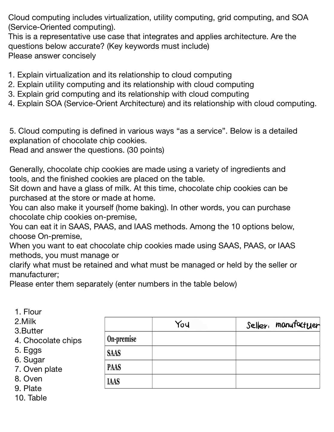 Solved Cloud computing includes virtualization, utility | Chegg.com