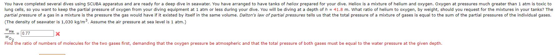 Solved You have completed several dives using SCUBA | Chegg.com