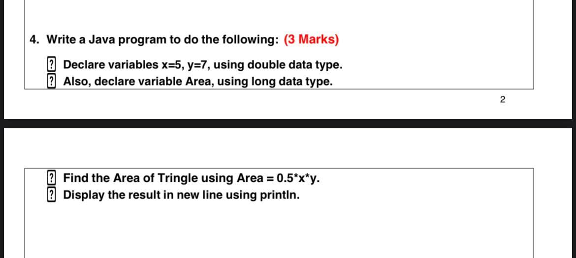 Solved 4. Write a Java program to do the following: (3 | Chegg.com