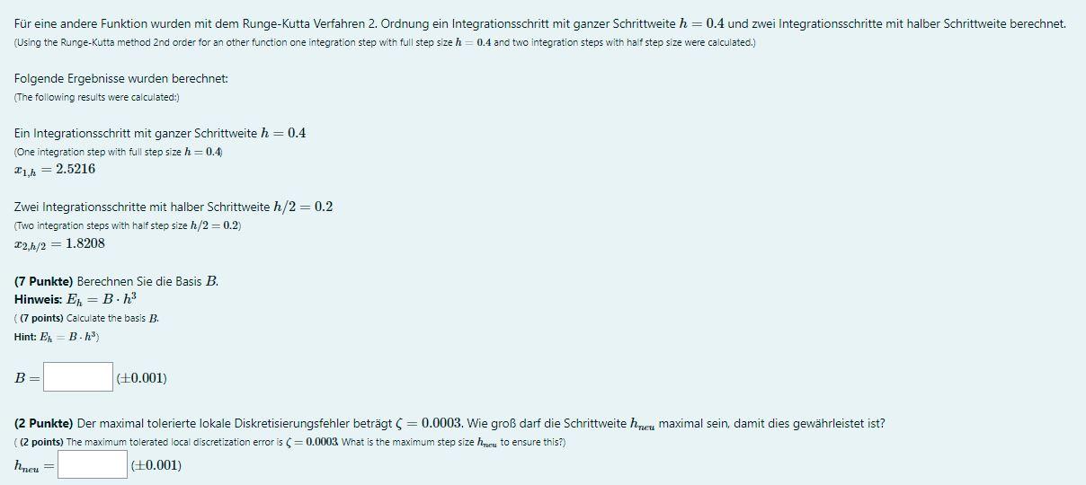 Für eine andere Funktion wurden mit dem RungeKutta