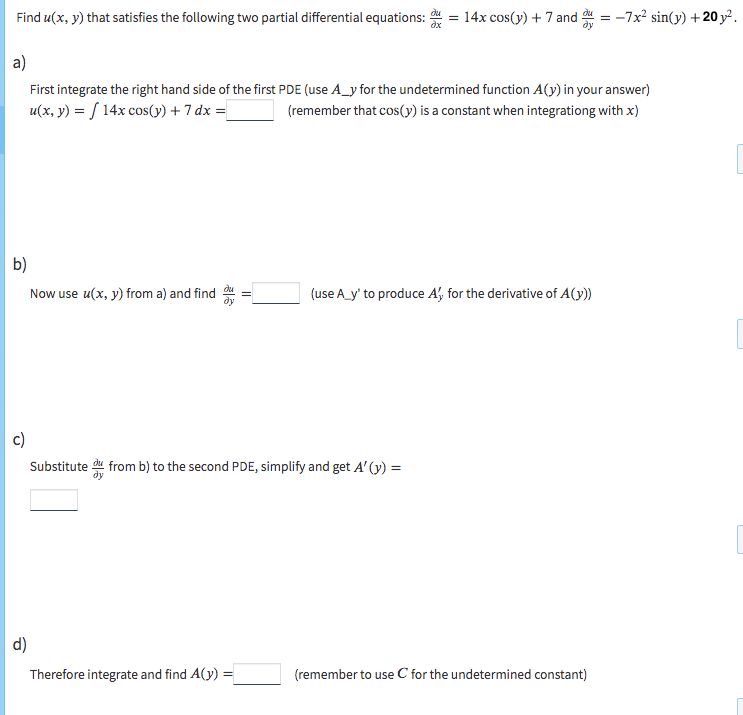 Solved Find u(x, y) that satisfies the following two partial | Chegg.com