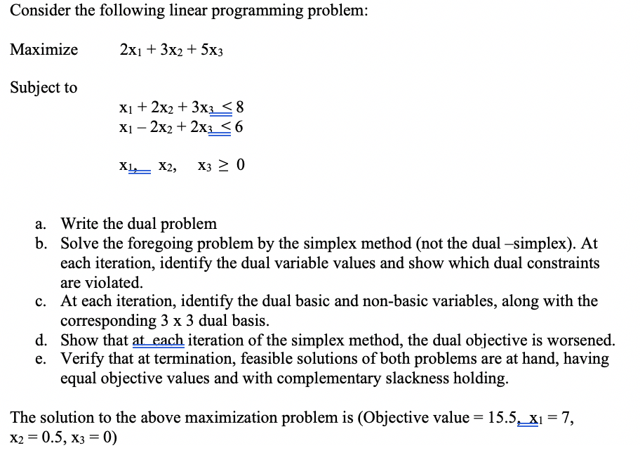 Solved Consider the following linear programming problem: | Chegg.com