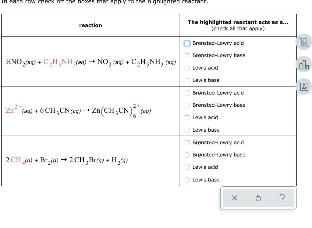 Solved In each row check off the boxes that apply to the