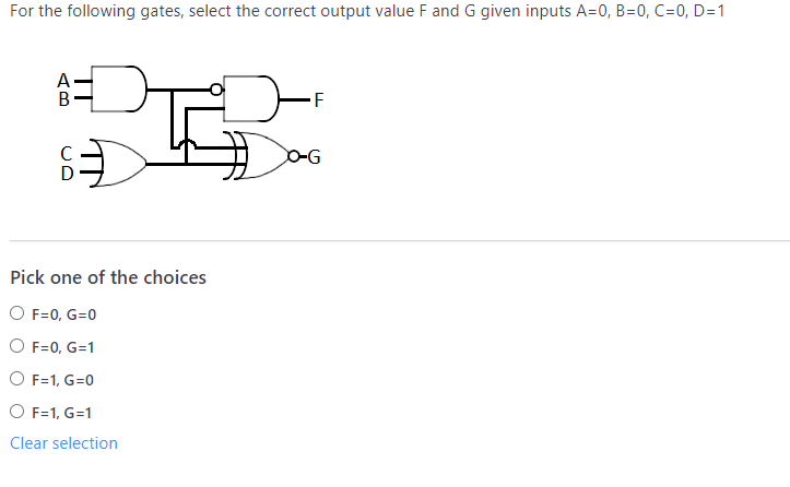Solved For the following gates, select the correct output | Chegg.com