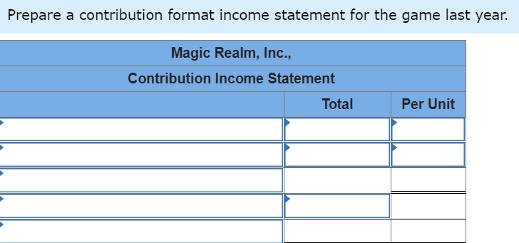Solved Magic Realm, Inc., has developed a new fantasy board | Chegg.com