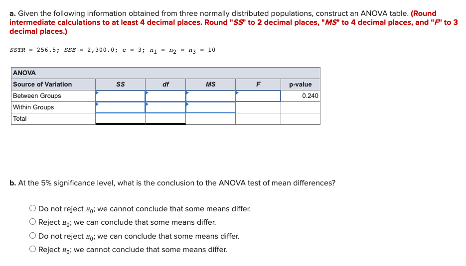 Solved a. Given the following information obtained from | Chegg.com