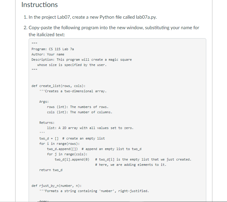 solved-part-a-create-a-magic-square-a-magic-squaree-is-an-n-chegg