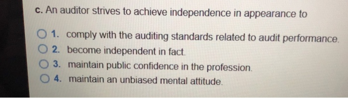 An Auditor Strives To Achieve Independence In Appearance To