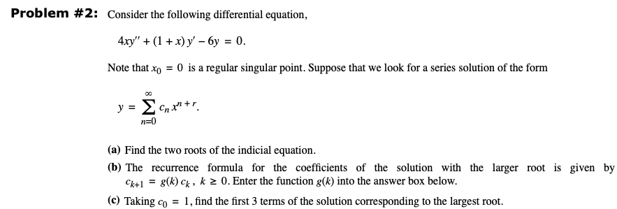 Solved Problem 2 Consider The Following Differential Eq Chegg Com