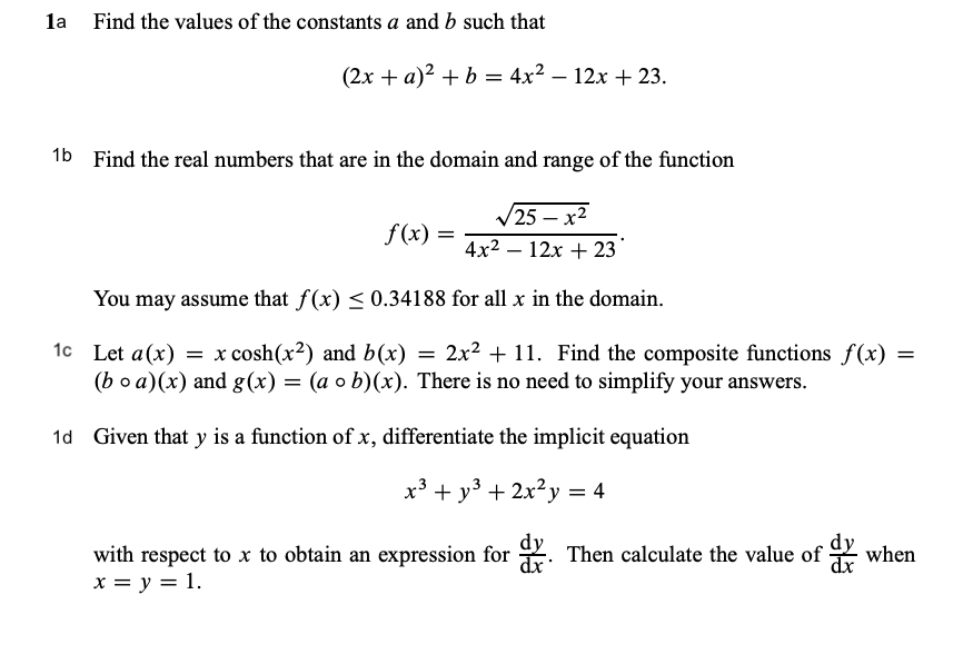 Solved La Find The Values Of The Constants A And B Such That | Chegg.com