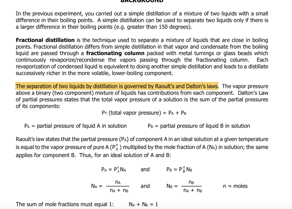 Solved This Is About Fractional Distillation Question 1 And | Chegg.com