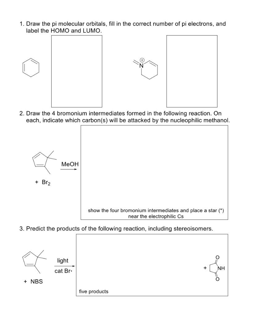 Solved 1. Draw the pi molecular orbitals, fill in the | Chegg.com