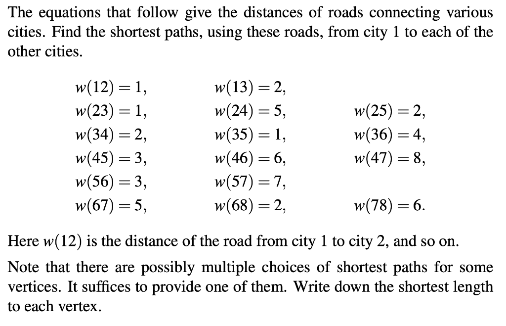 The equations that follow give the distances of roads | Chegg.com