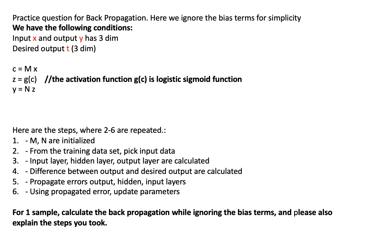 Solved Practice question for Back Propagation. Here we | Chegg.com